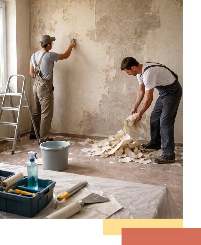 Снятие старых обоев в Кингисеппе быстро и качественно