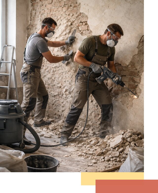 Демонтаж штукатурки со стен в Кингисеппе быстро и аккуратно