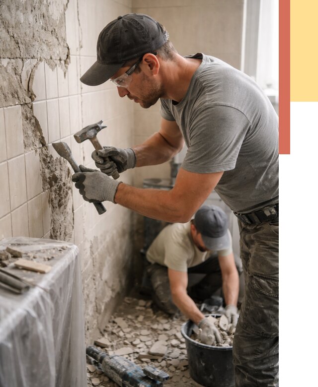 Демонтаж плитки со стен в Кингисеппе от 883 руб. — быстро и недорого | ОТДЕЛОЧНИК-Кгп