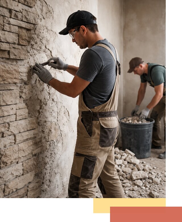 Демонтаж декоративного камня в Кингисеппе профессионально и безопасно