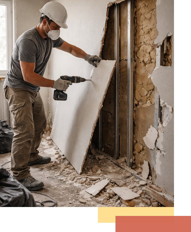 Демонтаж гипсокартона со стен в Кингисеппе качественно и быстро