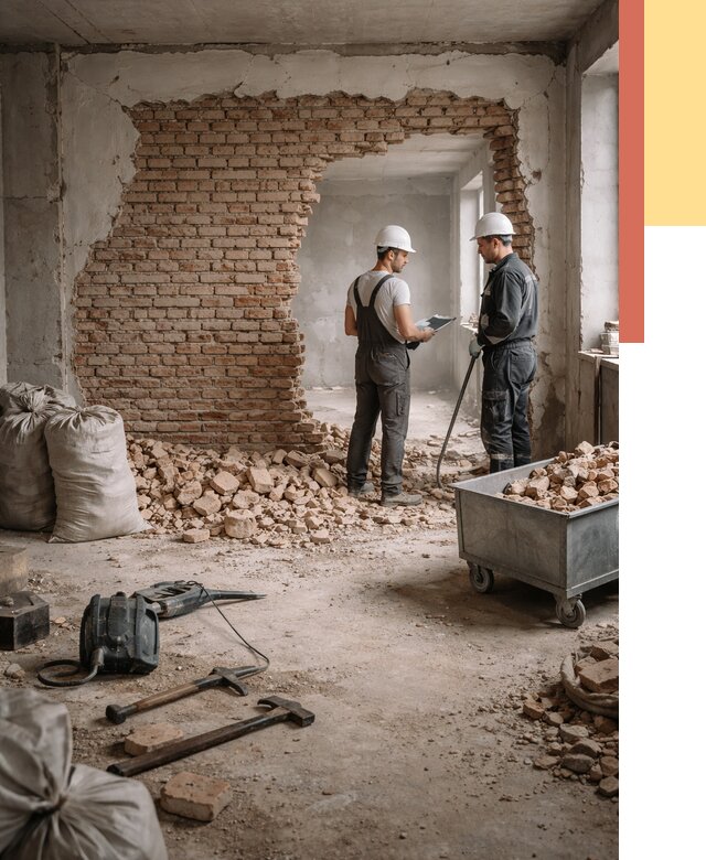 Демонтаж кирпичных стен в Кингисеппе от 4361 руб. — быстро, недорого, под ключ | ОТДЕЛОЧНИК-Кгп