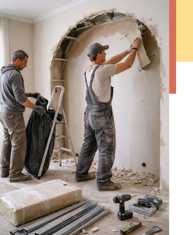 Демонтаж арки из гипсокартона в Кингисеппе от 3634 руб. — услуги под ключ | ОТДЕЛОЧНИК-Кгп