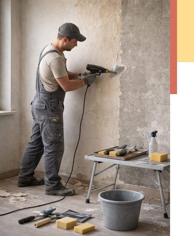 Очистка стен от клея в Кингисеппе от 1921 руб. — снятие и удаление клея со стен | ОТДЕЛОЧНИК-Кгп