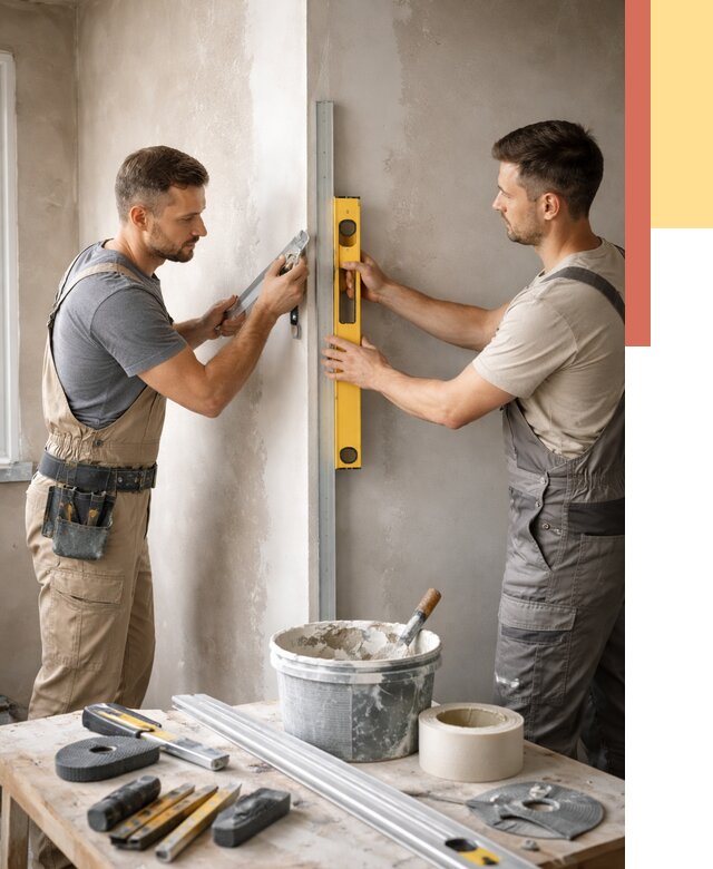 Выведение углов стен в Кингисеппе от 1921 руб. быстро и недорого | ОТДЕЛОЧНИК-Кгп