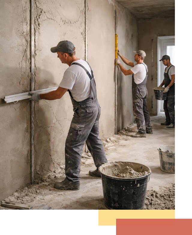 Штукатурка стен по маякам в Кингисеппе — точная и ровная поверхность