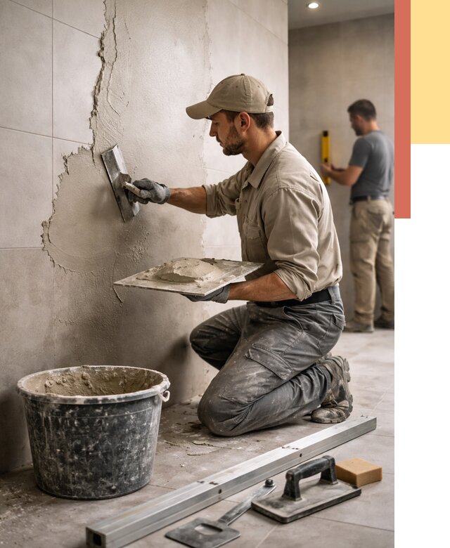 Штукатурка стен в ванной в Кингисеппе от 4673 руб./м² — выравнивание под ключ | ОТДЕЛОЧНИК-Кгп