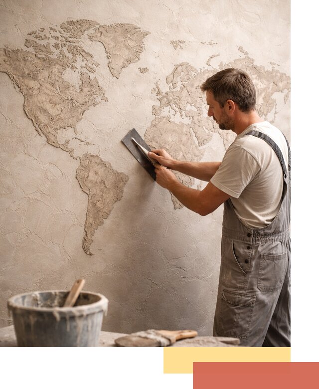 Декоративная штукатурка «Карта мира» под ключ в Кингисеппе