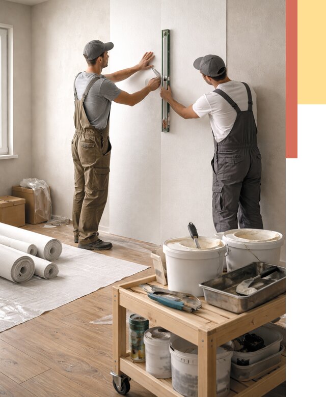 Поклейка стеклообоев в Кингисеппе от 6750 руб. за м2 — быстро и недорого | ОТДЕЛОЧНИК-Кгп