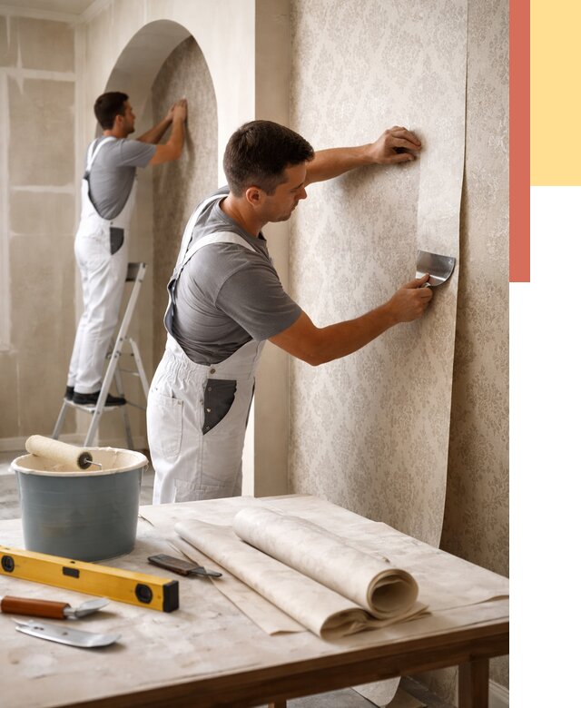 Поклейка обоев на сложные стены в Кингисеппе от 2908 руб. под ключ | ОТДЕЛОЧНИК-Кгп