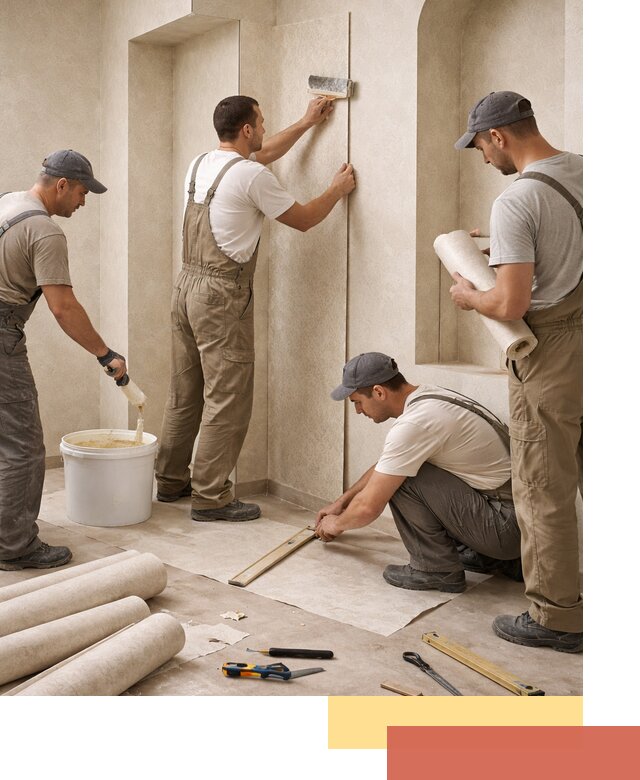 Поклейка обоев на сложные стены и неровные поверхности в Кингисеппе