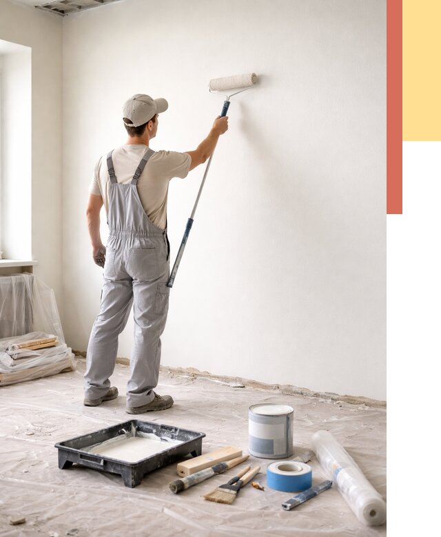 Покраска стен водоэмульсионной краской в Кингисеппе от 467 руб. за м² | ОТДЕЛОЧНИК-Кгп