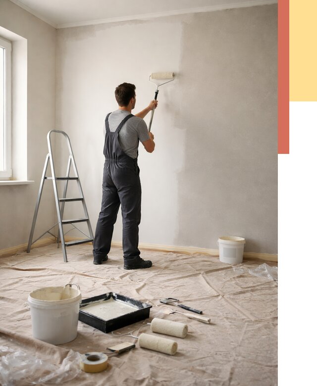 Покраска стен моющейся краской в Кингисеппе от 363 руб./м² — быстро и недорого | ОТДЕЛОЧНИК-Кгп