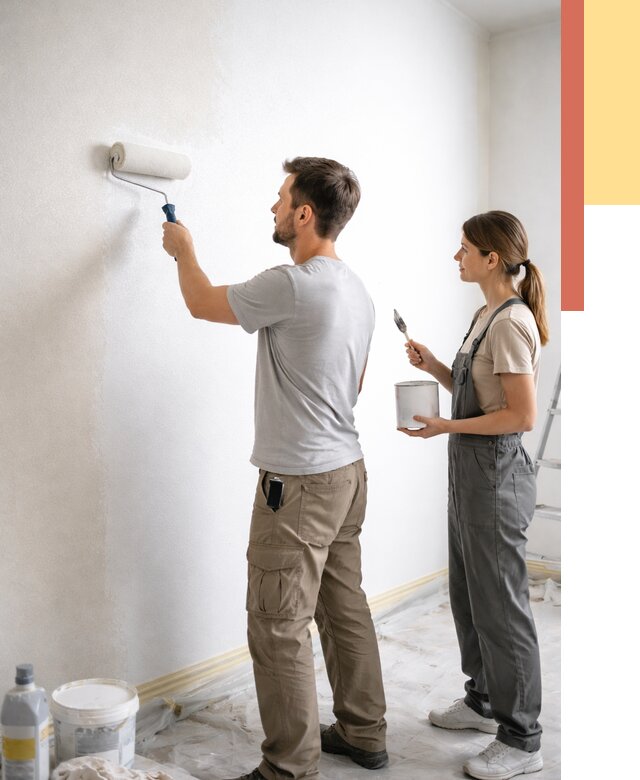 Окраска стен по стеклохолсту в Кингисеппе от 4673 руб/м² под ключ | ОТДЕЛОЧНИК-Кгп