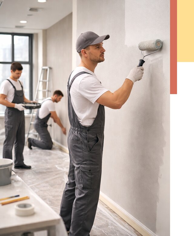 Покраска стен в офисе в Кингисеппе от 8826 руб. — быстро и недорого | ОТДЕЛОЧНИК-Кгп