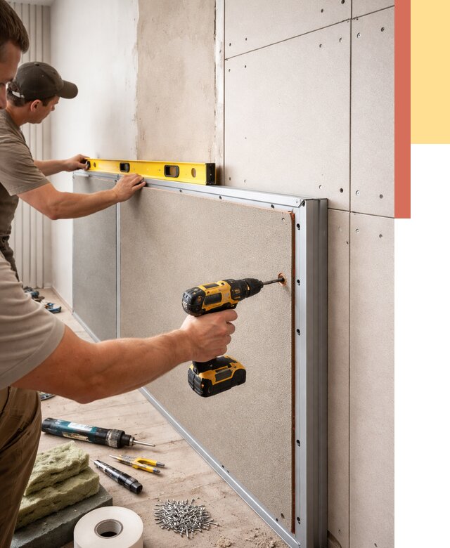 Шумоизоляция стен панелями ЗИПС в Кингисеппе от 2284 руб./м² под ключ | ОТДЕЛОЧНИК-Кгп