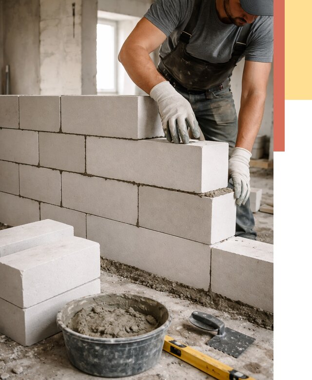 Кладка перегородок из силикатного блока в Кингисеппе от 4154 руб. под ключ | ОТДЕЛОЧНИК-Кгп