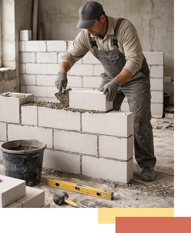 Кладка перегородок из силикатного блока в Кингисеппе