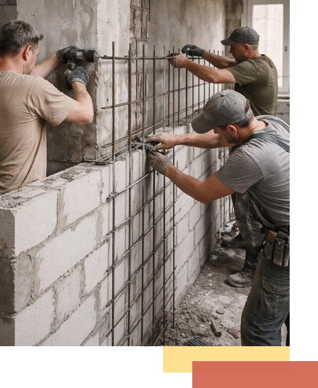 Армирование кладки перегородок в Кингисеппе профессионально и надёжно