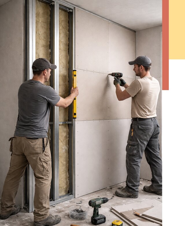 Монтаж двухслойной перегородки из гипсокартона в Кингисеппе от 1506 руб. | ОТДЕЛОЧНИК-Кгп