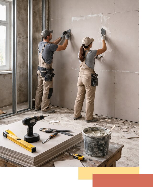 Монтаж двухслойной перегородки из гипсокартона в Кингисеппе