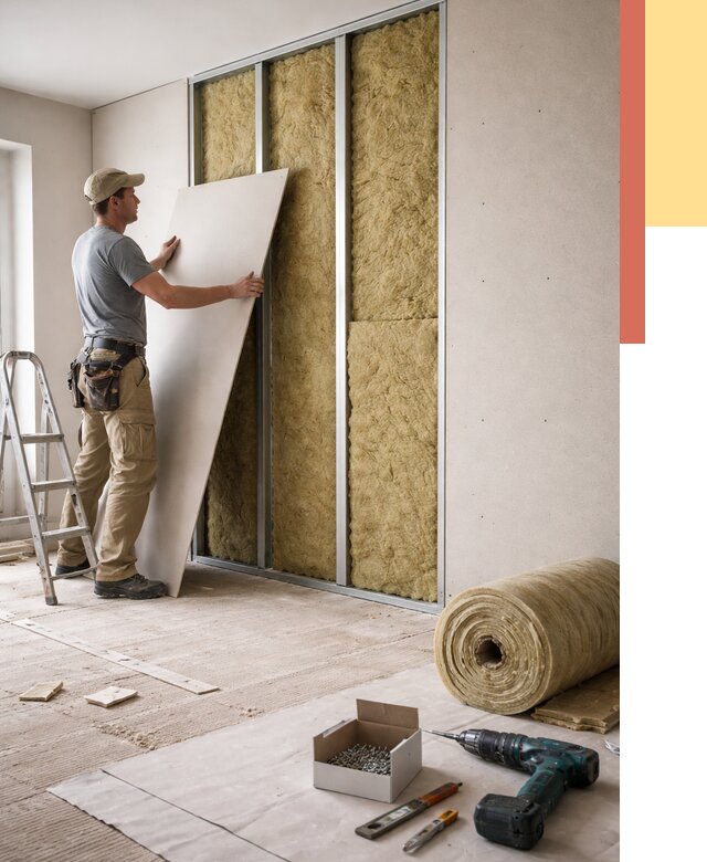 Перегородка из гипсокартона с шумоизоляцией в Кингисеппе от 3240 руб. | ОТДЕЛОЧНИК-Кгп