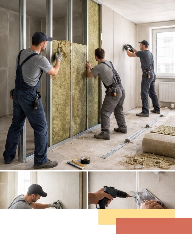 Перегородка из гипсокартона с шумоизоляцией в Кингисеппе — монтаж под ключ