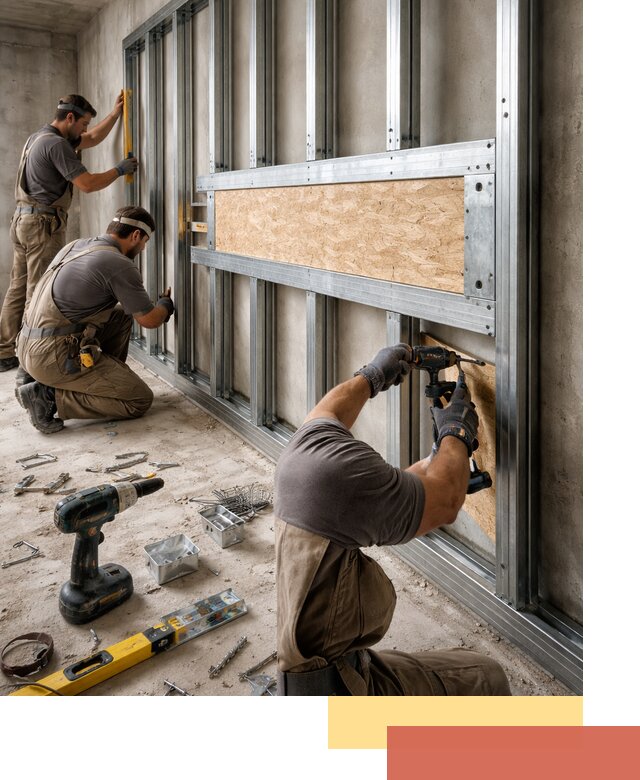 Усиленная перегородка для крепления тяжёлых конструкций в Кингисеппе