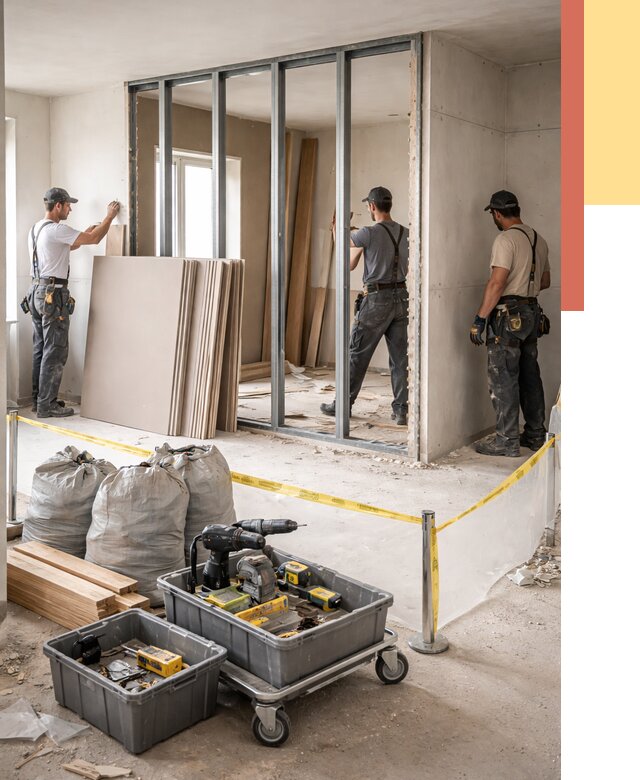 Перенос гипсокартонной перегородки в Кингисеппе под ключ от 4673 руб. | Демонтаж и монтаж – ОТДЕЛОЧНИК-Кгп