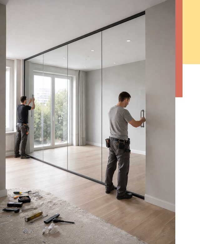 Изготовление стеклянных перегородок в Кингисеппе от 12824 руб. под ключ | ОТДЕЛОЧНИК-Кгп