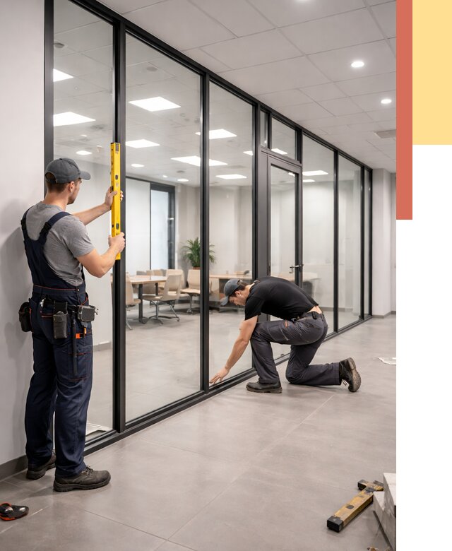 Каркасные стеклянные перегородки в Кингисеппе под ключ от 9553 руб. | ОТДЕЛОЧНИК-Кгп