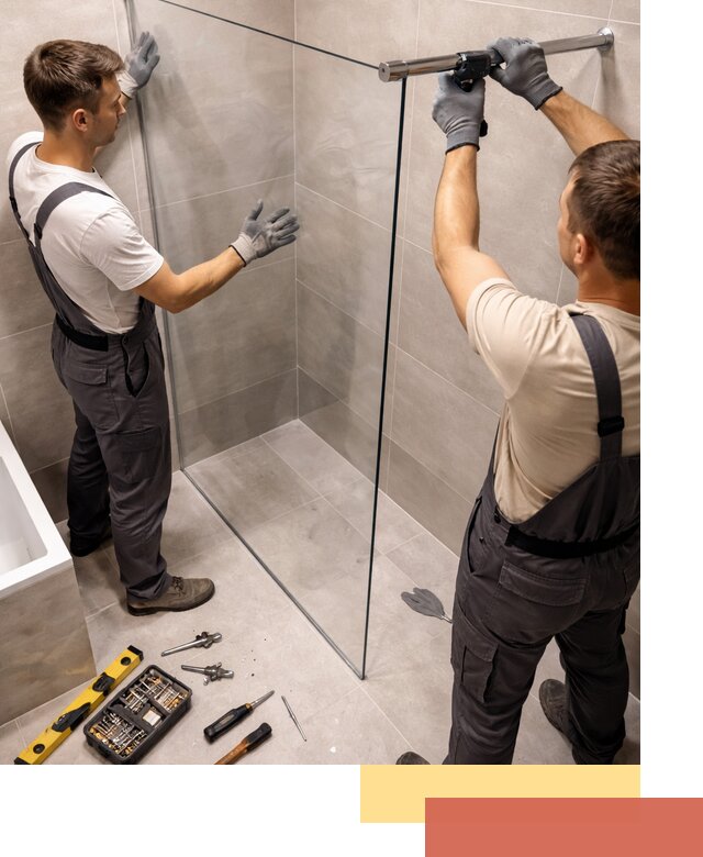 Стеклянные перегородки для душа в Кингисеппе — изготовление и монтаж