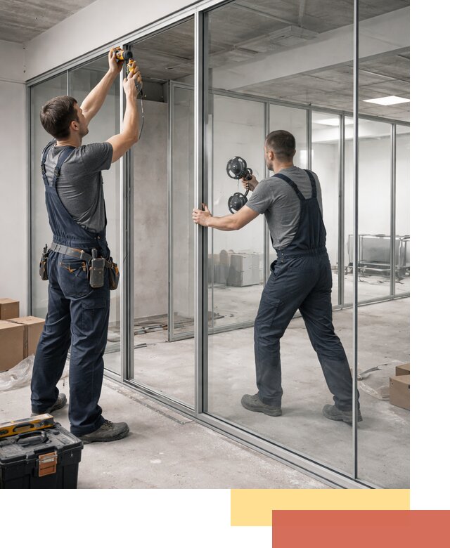 Алюминиевые перегородки со стеклом в Кингисеппе — изготовление и монтаж