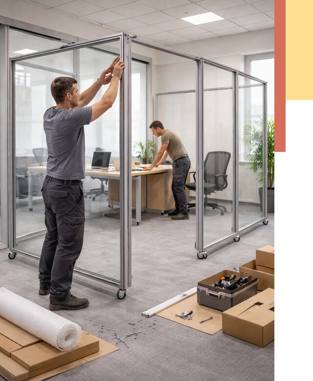 Мобильные офисные перегородки в Кингисеппе от 12980 руб. — установка под ключ | ОТДЕЛОЧНИК-Кгп