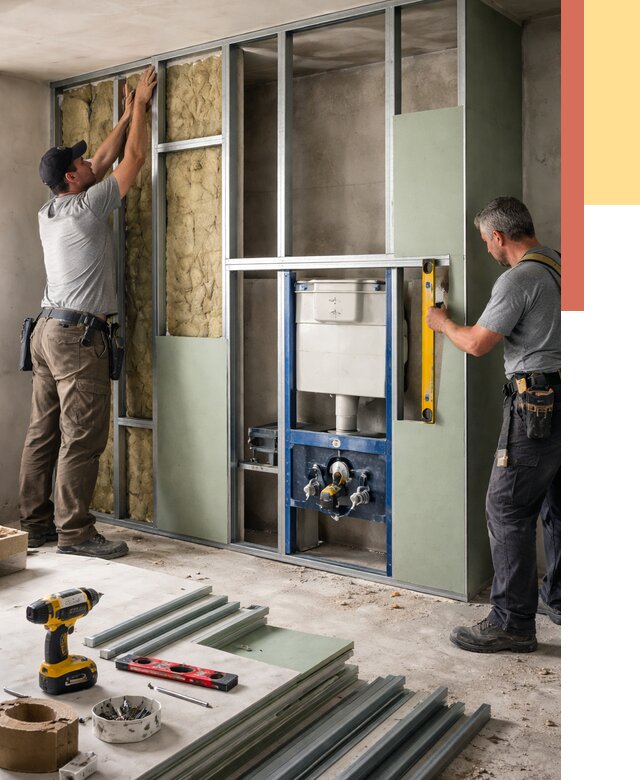 Установка сантехнических перегородок в Кингисеппе от 8826 руб. | ОТДЕЛОЧНИК-Кгп