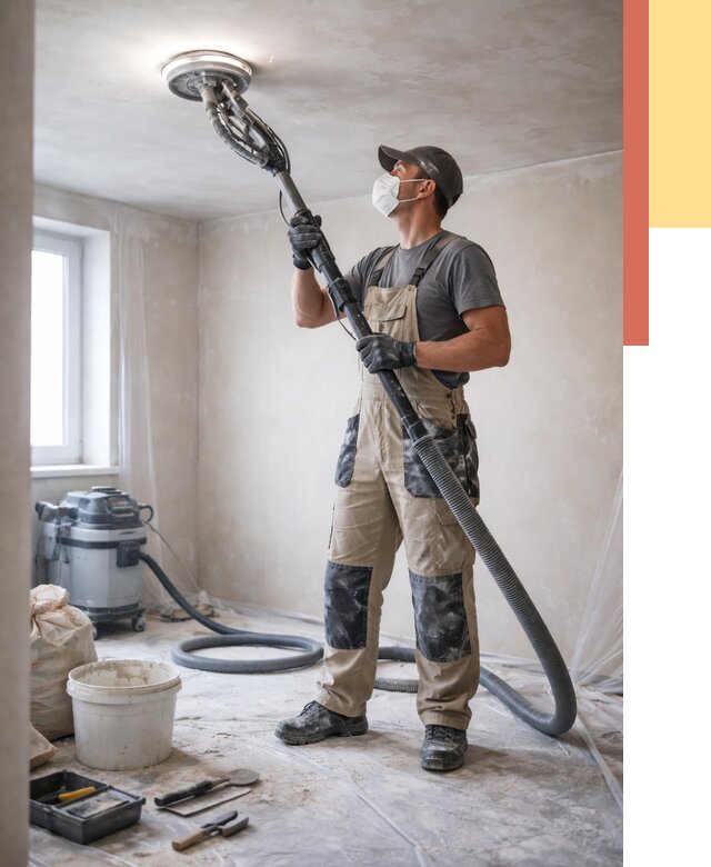 Шлифовка потолка в Кингисеппе от 3634 руб. — услуги шлифования потолка | ОТДЕЛОЧНИК-Кгп