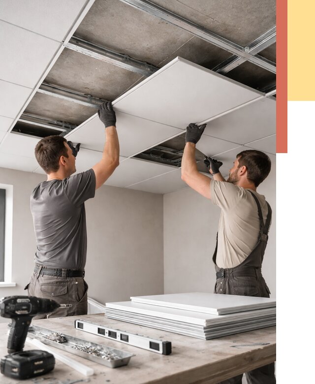 Монтаж кассетного потолка в Кингисеппе от 4673 руб/м2 — установка и сборка | ОТДЕЛОЧНИК-Кгп