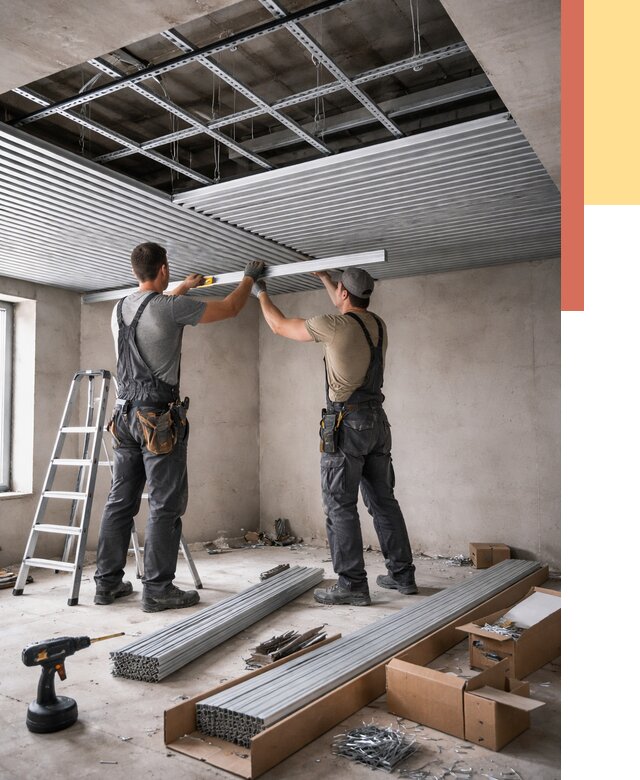 Монтаж реечного потолка в Кингисеппе от 4673 руб. под ключ | ОТДЕЛОЧНИК-Кгп