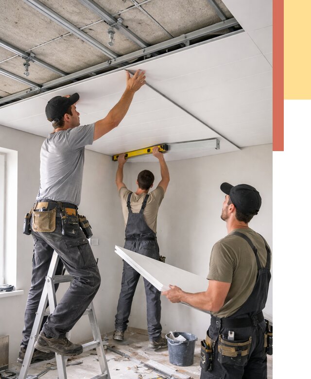 Монтаж потолка из ПВХ панелей в Кингисеппе от 3634 руб./м2 — быстро и недорого | ОТДЕЛОЧНИК-Кгп