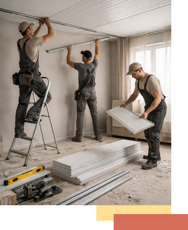 Монтаж потолка из ПВХ панелей в Кингисеппе оперативно и качественно