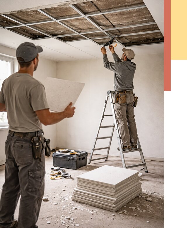 Замена плит подвесного потолка в Кингисеппе от 1817 руб. быстро и недорого | ОТДЕЛОЧНИК-Кгп