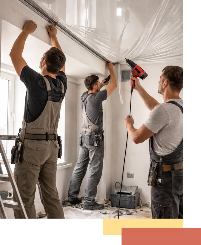 Монтаж глянцевого натяжного потолка в Кингисеппе быстро и качественно