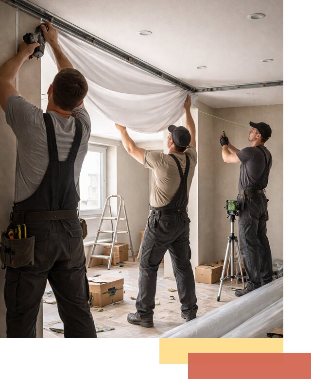 Монтаж парящего натяжного потолка под ключ в Кингисеппе