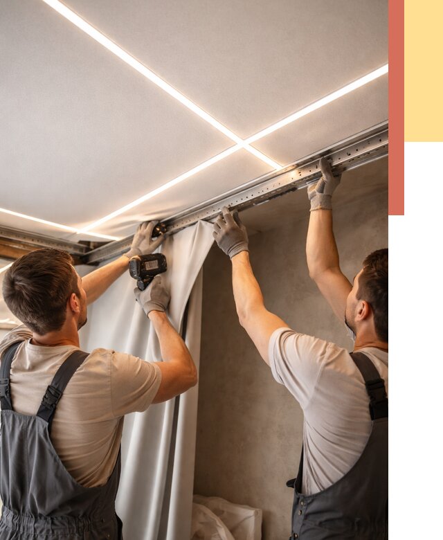 Монтаж натяжного потолка со световыми линиями в Кингисеппе от 1246 руб. | ОТДЕЛОЧНИК-Кгп