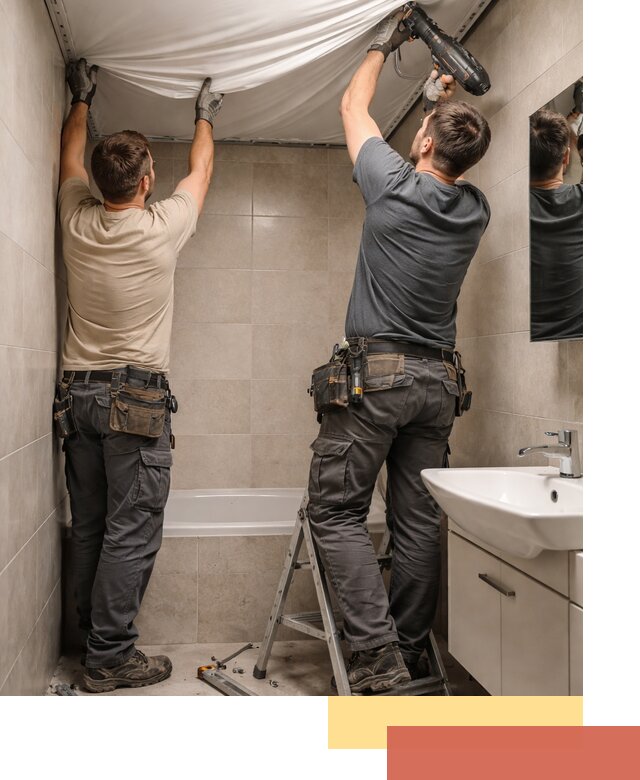 Монтаж натяжного потолка в ванной в Кингисеппе быстро и качественно