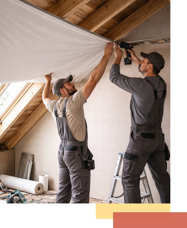 Монтаж натяжного потолка в мансарде в Кингисеппе