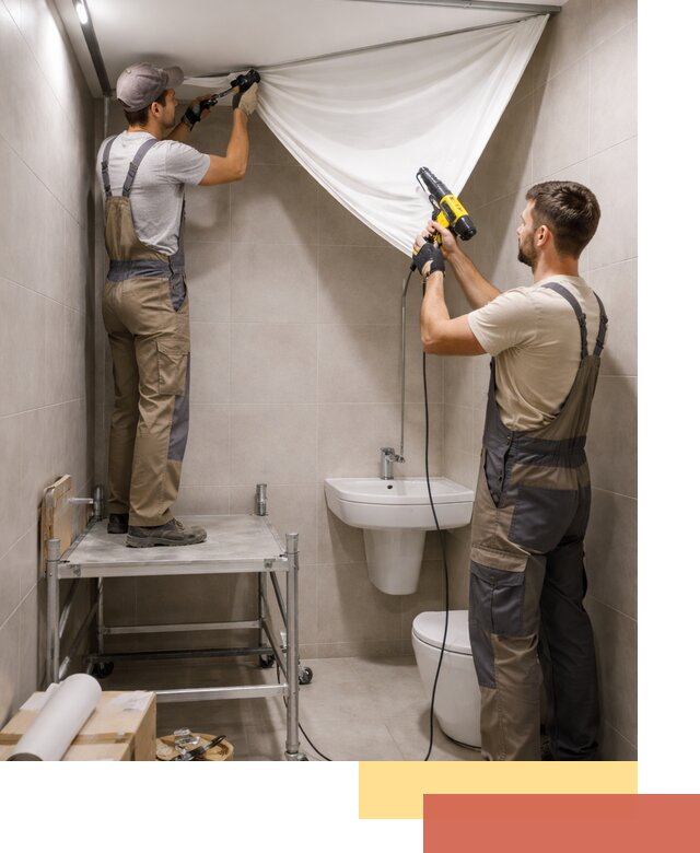 Монтаж натяжного потолка в санузле в Кингисеппе