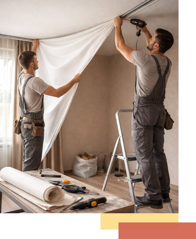 Замена полотна натяжного потолка в Кингисеппе быстро и качественно