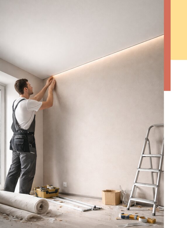 Теневые натяжные потолки в Кингисеппе от 8515 руб. под ключ | ОТДЕЛОЧНИК-Кгп