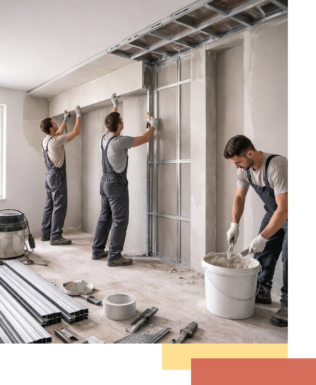 Монтаж потолка из гипсокартона с нишей в Кингисеппе